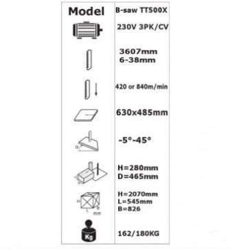 Tendotools 0BS500S Scie à Ruban TT500X 230V 3HP 8 Tendotools 0BS500S Scie à Ruban TT500X 230V 3HP – Image 6
