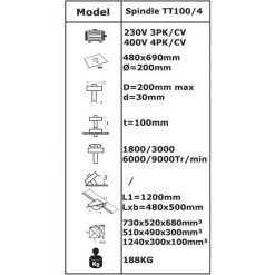Tendotools 0SPCF100/4S Fraiseuse TT100/4 230 Volt 3HP -Machines stationnaires Soldes 0spcf100 4s fraiseuse tt100 4 230 volt 3hp 4
