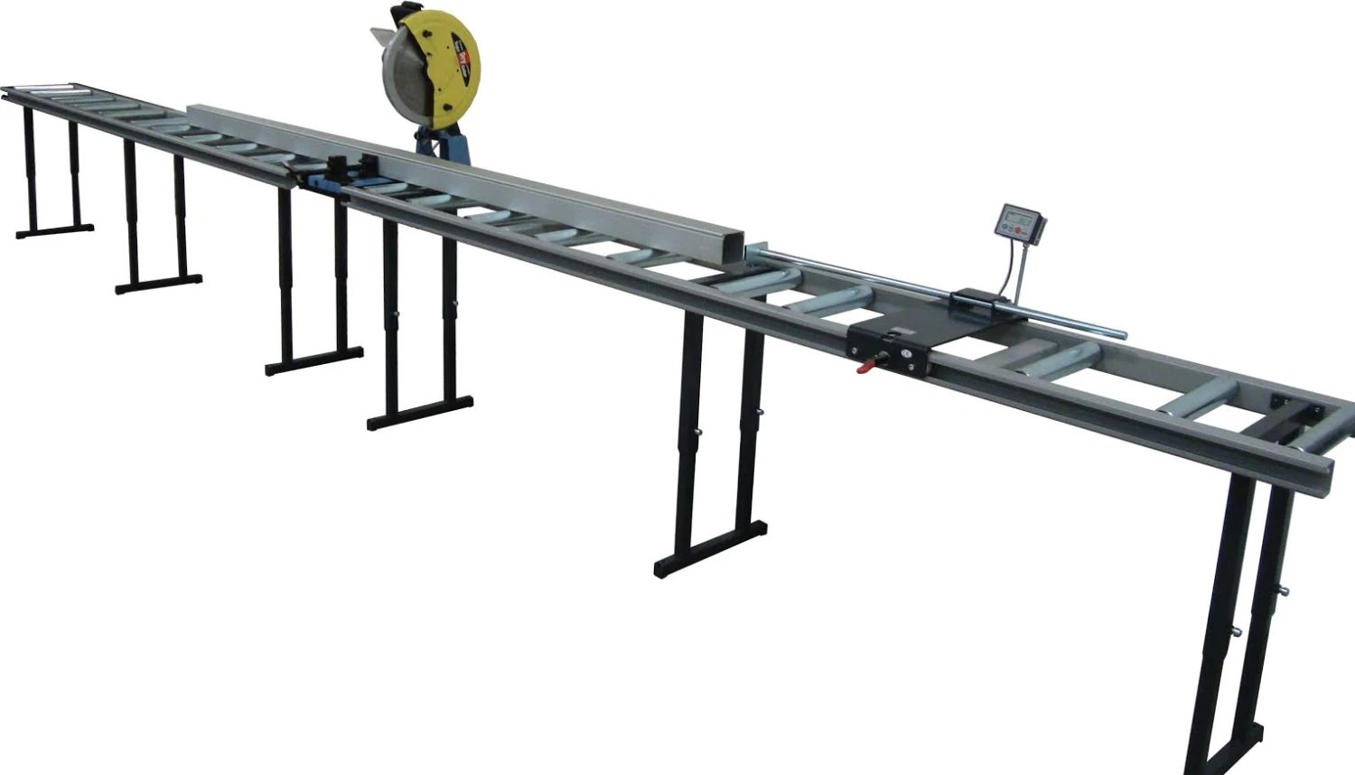 Jepson Scie à Onglet Radiale 609960A 9435 Dry Cutter Scie à Métaux 355 Mm + Convoyeur à Rouleaux 6 M Avec échelle Analogique 3 Jepson Scie à Onglet Radiale 609960A 9435 Dry Cutter Scie à Métaux 355 Mm + Convoyeur à Rouleaux 6 M Avec échelle Analogique